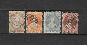Neuseeland 1864-73 QV Chalons, vier verschiedene - Bild 1 von 2