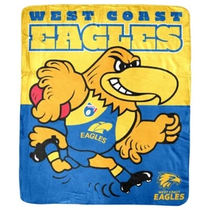 West Coast Eagles AFL Coral Fleece Mascot Design Rug Blanket - Picture 1 of 1