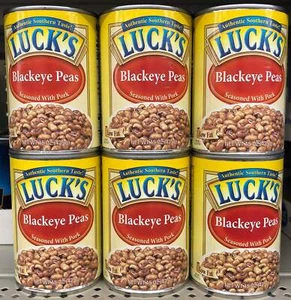 6 CANS Luck's Blackeyed Peas Seasoned With Pork 15 oz Can Vegetable Bean - Picture 1 of 5