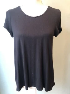 Top camicia donna nero busta verde manica corta plissettato schiena piccola S - Foto 1 di 5