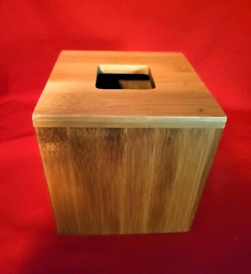 Wooden Bamboo Barrel Tissue Box Holder - Image 1 of 4