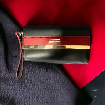 Nikky by Nicole Lee Button Snap Wristlet Black Red Gold - Image 1 of 4