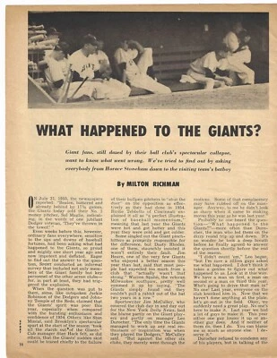 What Happened to the Giants? - Baseball Sport Magazine 1955 Article - Image 1 of 2