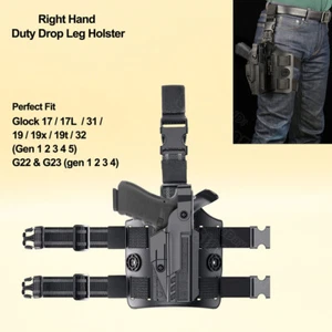 Police Drop Leg Duty Holster Fit Glock 17 19 44 45 23 22 31 G17 gen 5 1 Holster - Picture 1 of 8