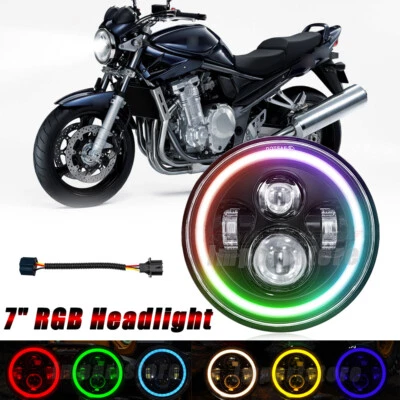 FOR Suzuki Bandit 1250S 2007 2008 2009 2016 7" RGB LED Headlight Ring Lamp DRL - Изображение 1 из 4