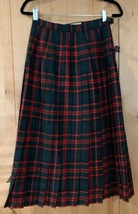 L.L. Falda escocesa plisada de lana a cuadros escoceses vintage Bean para mujer talla 10 hebillas - Imagen 1 de 8
