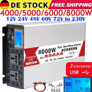 5000W 8000W Max 12V 24V 48V to 230V Reiner Sinus Spannungswandler Wechselrichter - Bild 1 von 28