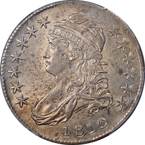 1810 Bust Half Dollar PCGS AU58 0-106a R.3 Superb Eye Appeal Strong Strike Cover