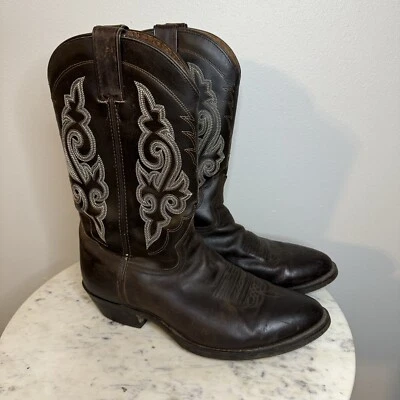 Double H Boots Mens 10.5 EE Western Work Brown Leather Cowboy Pull On - Image 1 of 4