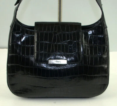 Fossil Black Polished Firm Leather Shoulder bag Purse Flap Front - Image 1 of 4