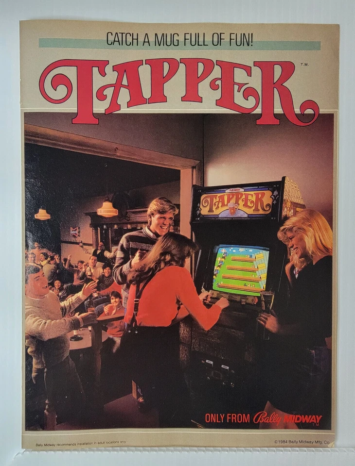 1984 Bally-Midway Tapper Coin-Op Vintage Game 8" x 11" Print Ad - Image 1 of 1