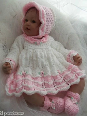 BABY KNITTING PATTERNS DK 45 GIRLS OR REBORN DOLLS BY PRECIOUS NEWBORN KNITS