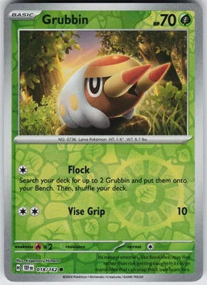 Pokemon Grubbin 018/162 SV05: Temporal Forces NM Reverse Holo card - Image 1 of 2