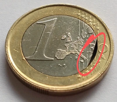 1 Euro 2000 Netherlands ERROR – PARTIAL MISSING CORE! RARE! - Image 1 of 4