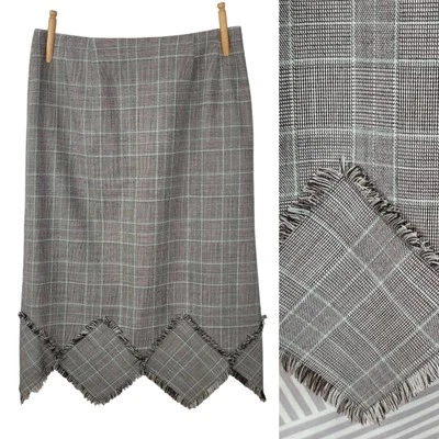 Harve Benard size 10 Plaid Blanket Skirt Long Midi Fringe hem Wool Brown Green - Image 1 of 4