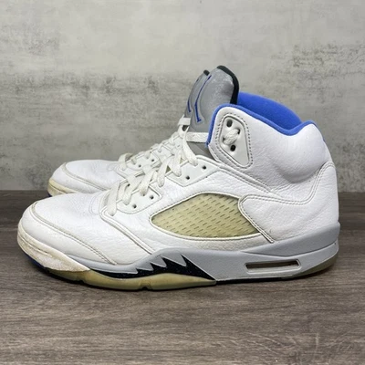 Air Jordan 5 Zapatos Retro Para Hombre 10.5 Blanco Metálico Azul Sigiloso DD0587 Tenis Foto 1 de 4