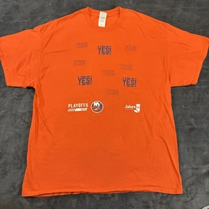 New York Islanders Shirt Mens XL Orange NHL Hockey Playoffs 2019 YES Tee T-Shirt - Picture 1 of 6