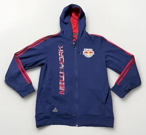 Adidas New York Red Bulls MLS Mens Blue & Red Full Zip Hooded Logo Hoodie M - Picture 1 of 13
