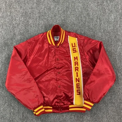 Chaqueta Swingster De Colección Para Hombres Mediana Roja Satinada Bombardero A Presión Marines de EE. UU. Hecha en EE. UU. Foto 1 de 4