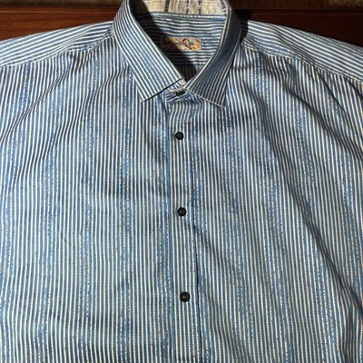 VTG Brandolini Multicolor Loud Long Sleeve Button Men’s 4XL - Blue/white Stripes - Image 1 of 4