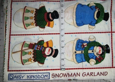 Snowman Garland Daisy Kingdom Fabric Panel Cotton 1 Yard Christmas - Image 1 of 2