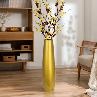 Jarrón de piso alto de cerámica dorada, floreros modernos grandes de 17,7 pulgadas para decoración del hogar... Foto 1 de 4
