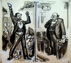 Oscar Edward Cesare Original Kunst 1929 Redner im Kongress  - Bild 1 von 4