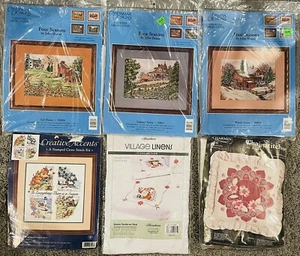 MIXED LOT OF 6 HAND EMBROIDERY CROSS STITCH CHAIN STITCH CRAFT KITS [G2] - Picture 1 of 8