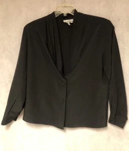 Sk & Company Women’s Polyester Black L/S V-Neck 2 Front Buttons Blouse Size 10 - Picture 1 of 4