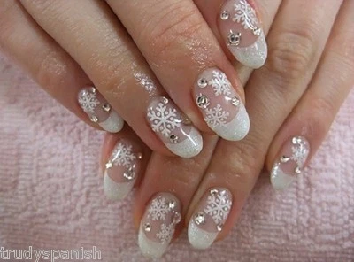NAIL ART CHRISTMAS SNOWFLAKES Christmas Matte White Snowflakes Nail Art Stickers Decals Transfers (55)