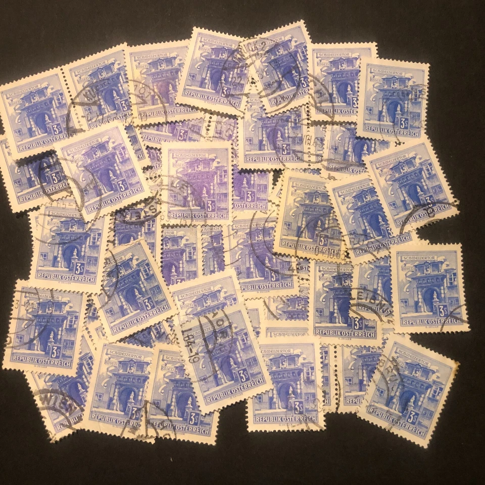 Estampillas postales para artesanía: Austria 1962 3S Swiss Gate, Viena; azul; 50 piezas Foto 1 de 1