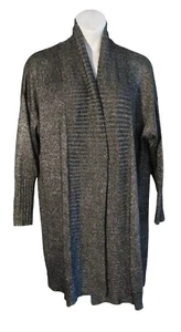 Lane Bryant 22/24 3X Black Silver Sparkle Open Front Cardigan Sweater - Picture 1 of 3
