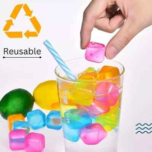 100 x Reusable Ice Cubes Fast Freeze Summer BBQ’s Garden Parties Drink Cooler - Picture 1 of 5