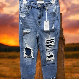Womens Risen Los Angeles Distressed Denim Jeans High Rise stright size 11/30 - Picture 1 of 2