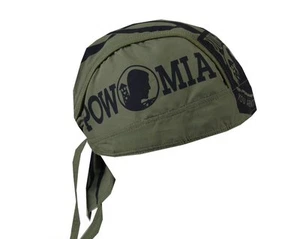 Green Black POW MIA Durag Head Wrap Biker Bandanna Sweatband Lined Free Shipping - Picture 1 of 1