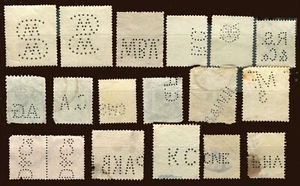 #62320 Lot of old perforated stamps ( Perfins ) - Picture 1 of 2