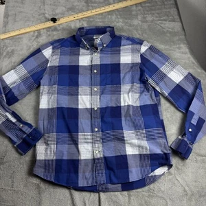 Gap Men’s large shirt standard fit Stretch Blue/White Check Long Sleeve - Picture 1 of 8