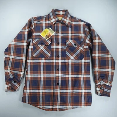 Vintage Sears Quilt Lined Flannel Shirt Mens Small Perma Prest Plaid 60s UNWORN - Image 1 of 4