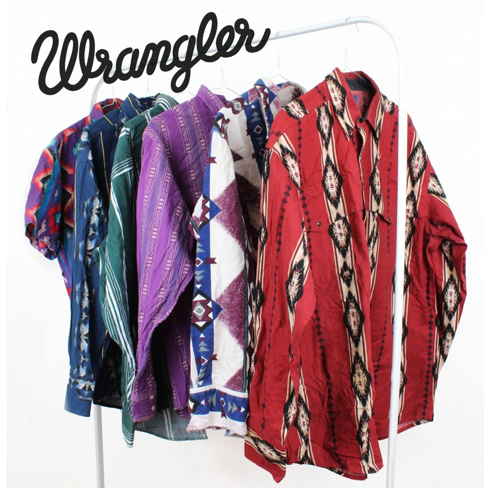 UPDATED CLEARANCE WRANGLER Shirts Western Aztec Cowboy Navajo Festival SALE - Image 1 of 1
