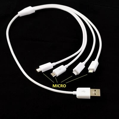 0.5meter USB A 2.0 Male to 4 x Micro USB 5 Pin Male Splitter Charging Cable - Image 1 of 4