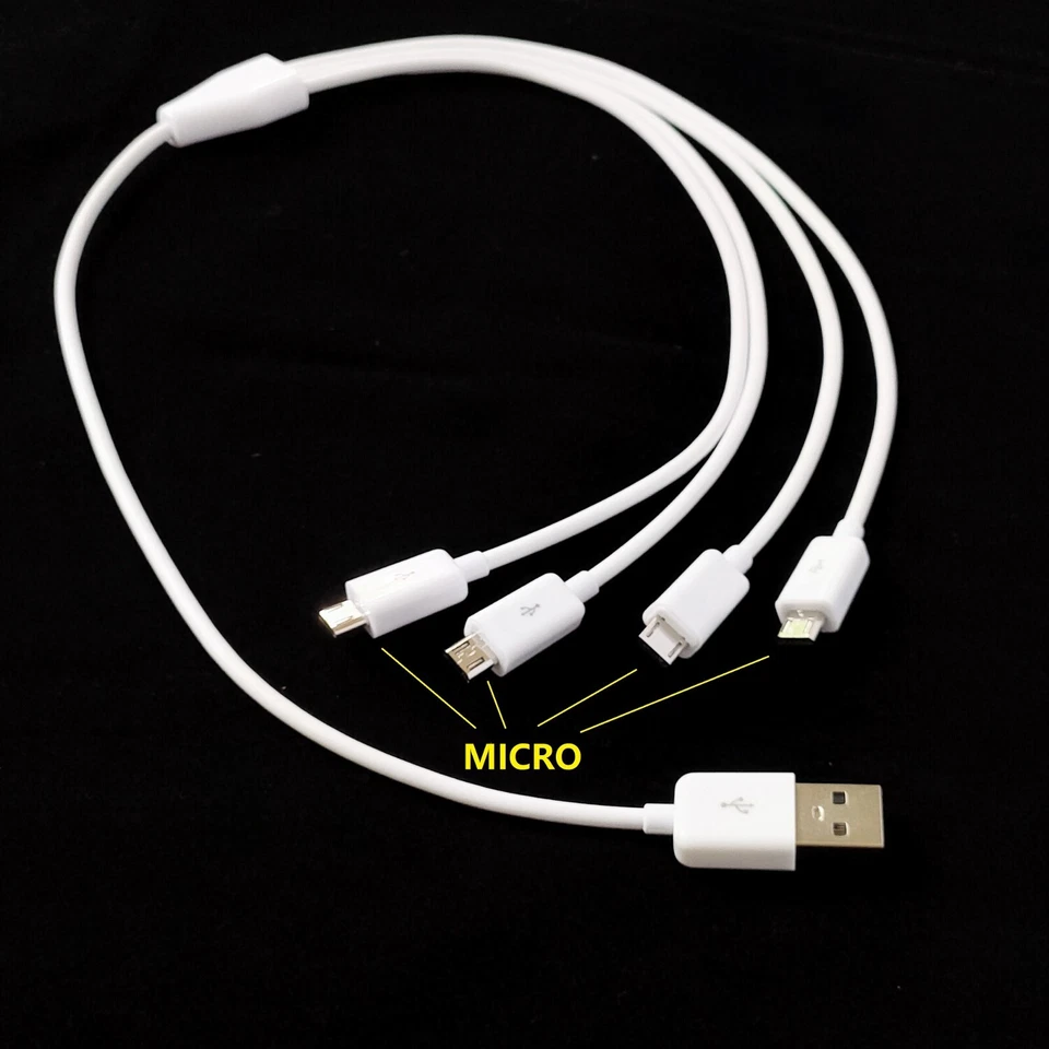 0.5meter USB A 2.0 Male to 4 x Micro USB 5 Pin Male Splitter Charging Cable - Image 1 of 4