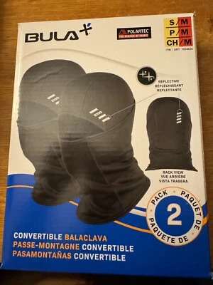 2 pack Bula+ Convertible Balaclava Ski Mask Neck Gaiter Black Polartec s/m UNISX