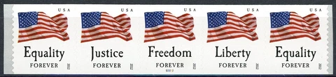 4 Flags Equality Justice Freedom Liberty PNC5 MNH 4637 - 4640 S22222 by SSP Cover