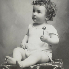 Cabinet Card Photo Baby With Rattle c1895 Napa California Ganter Children B432