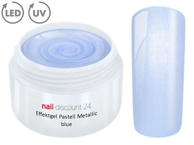 UV LED Farb Gel Pastell METALLIC BLUE Effekt French Color Modellage NailArt Blau - Bild 1 von 2