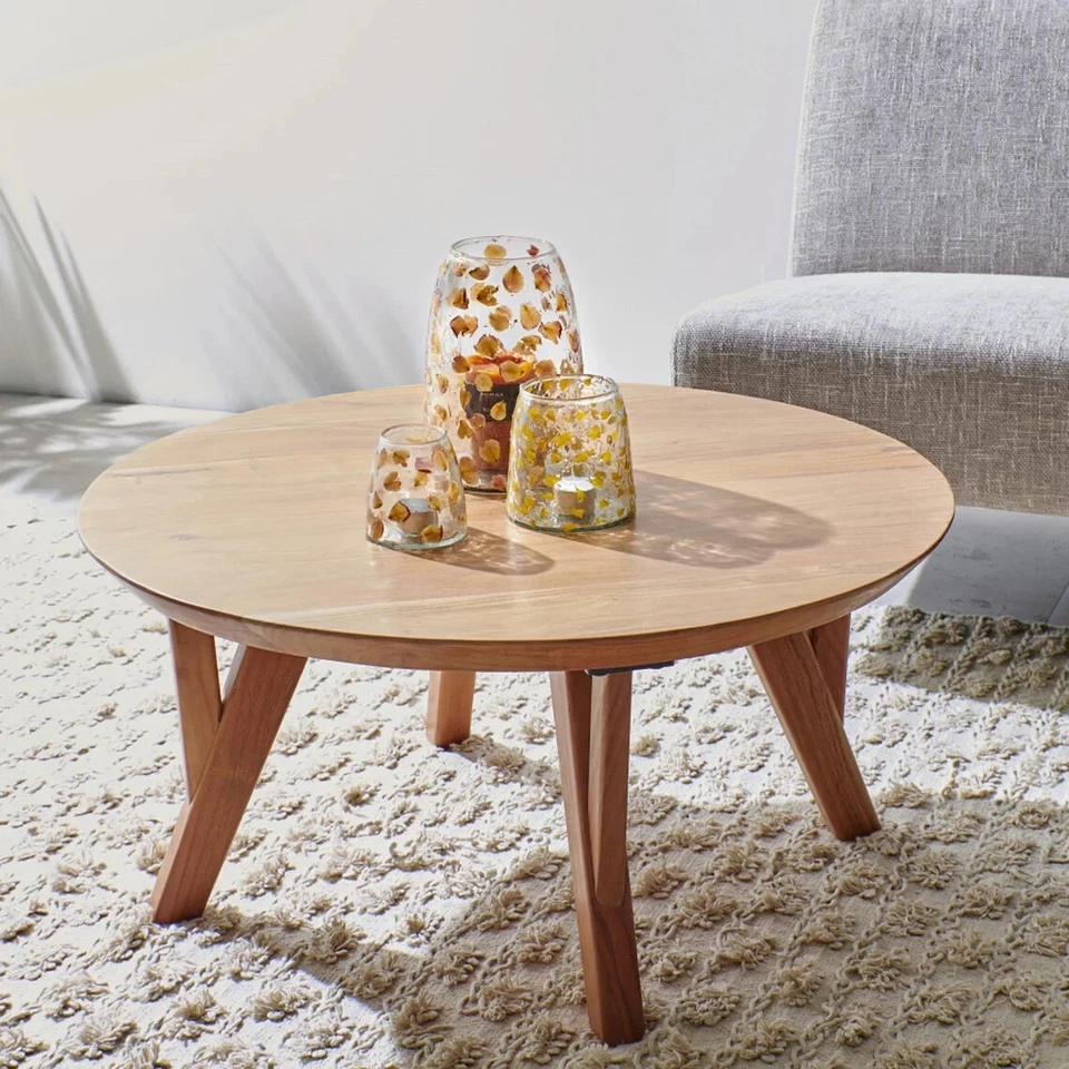 圆形橡木茶几,客厅桌,实木咖啡桌,木制 — 第 1/1 张图片