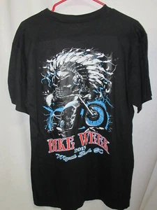 Men's large Myrtle Beach SC 2015 Bike Week T-Shirt NWT black L skull headress - Picture 1 of 8