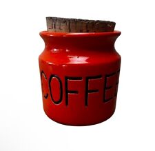 Vintage Australian Florenz Orange Stoneware Pottery Cork Lid Coffee Canister