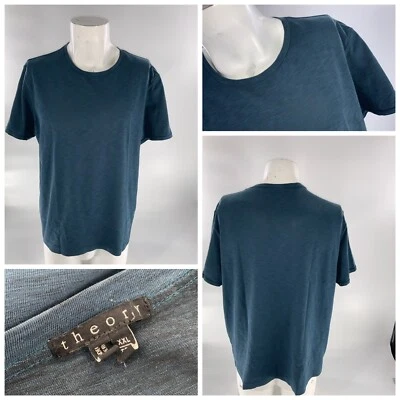 Camiseta Theory XXL Hombre Azul Algodón Poli Cuello Redondo Perú Usada 1x YGI E2-230 Foto 1 de 4