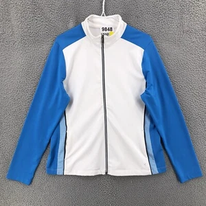 Izod Perform X Full Zip Golf Jacket Sweatshirt Women’s Large White Blue 9848 - Picture 1 of 7